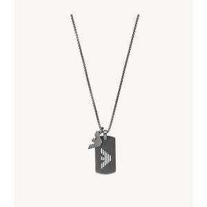 Emporio Armani Men's Grey-Tone Stainless Steel Dog Tag Necklace✨️ NWT